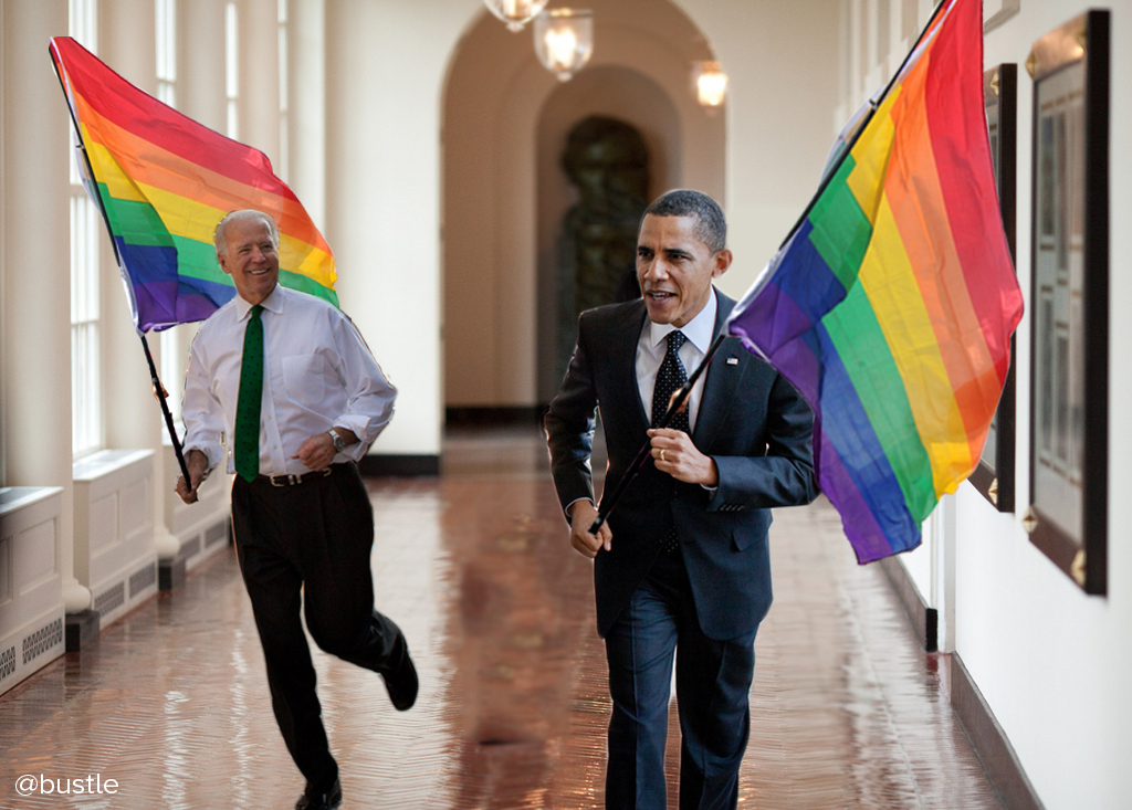 Obama biden run gay pride flags
