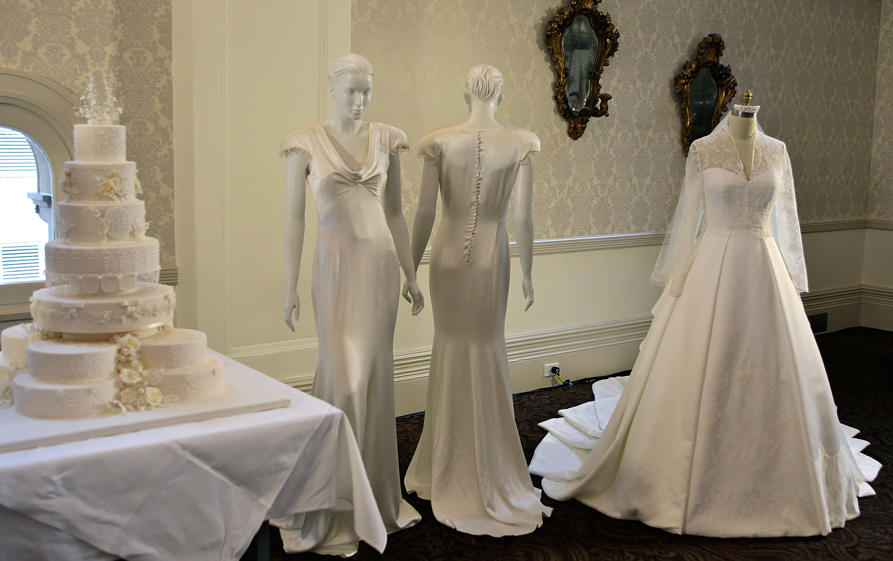 traditional white gowns worn by brides