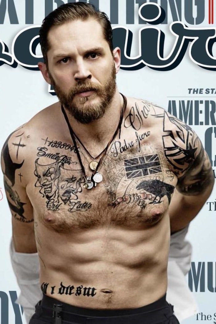 Tom Hardy's Tattoos from the 'Esquire Magazine' Cover — Dissected Bustle