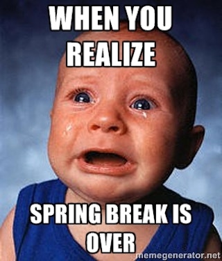 Image result for meme spring break over